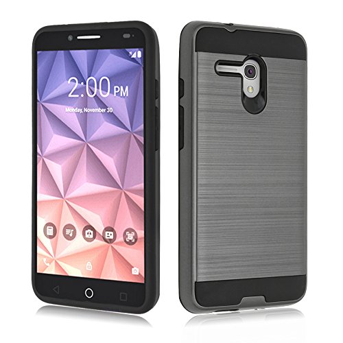 Alcatel One Touch Fierce XL Case, ZeopoCase 2-Piece Style Hybrid Shockproof Hard Case Cover for Alcatel OneTouch Fierce XL (5054) (Grey)