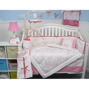 Post image for Toile Baby Bedding in Pink and Red