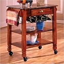 Bernards Caster Kitchen Island with Marble Top in Oak 7430