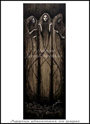The Fates / The Norns, signed A4 print, Viking, Norse Mythology, Greek myth, heathen, pagan dark art by M.Maiden, Elemental Otherworld