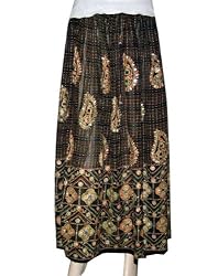 Black Gold Beaded Women's Skirt Bohemian Chic Dcrapechic Skirt 36