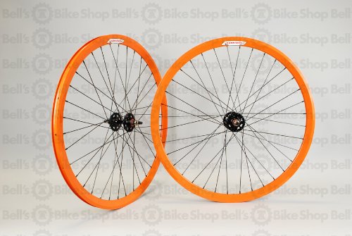 Wheel Master Velocity Chukker Wheel Set - 700c, 36H, FX/FX, Orange/Black NMSW