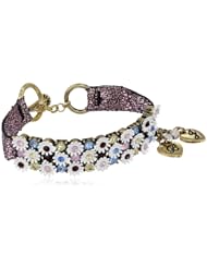 Betsey Johnson "Girlie Grunge" Flower Metallic Toggle Bracelet, 7.5"