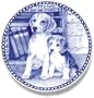 Beagle & Puppy: Danish Blue Porcelain Plate