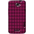 Amzer® Luxe Argyle High Gloss TPU Soft Gel Skin Case - Hot Pink for HTC One X