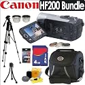 Canon Vixia HF200 HD 15x Optical Zoom SDHC Flash Memory Digital Camcorder + Accessory Bundle
