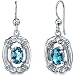 Antique Style 1.75 Carats London Blue Topaz Oval Cut Dangle Cubic Zirconia Earrings in Sterling Silver Rhodium Finish