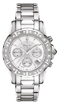 Bulova #96R127 Women's Diamond Accented Stainless Steel Chronograph Watch