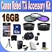 Canon T3I Accessory Saver Kit (58mm Wide Angle Lens + 58mm 2X Telephoto Lens + 58mm 3 Piece Filter Kit + 16GB SDHC Memory + Extended Life Battery + Ac/Dc Charger + USB Card Reader + Deluxe Camera Case w/Strap + Microfiber Cleaning Cloth + LCD Screen Protectors + Mini Tripod + Accessory Saver Bundle!)