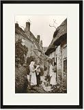 Black Framed/Matted Print 17x23, Evening News at Shottery