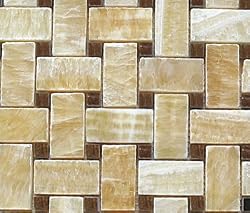 Honey Onyx Basketweave (Timber Dots) Marble Tile Premium Polished