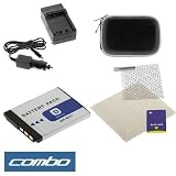 Battery Charger + Standard Battery + Black Eva Case + Screen Protector for Sony Ultra-Slim Cyber-shot DSC-T77 / DSC-T77/B / DSC-T77/T