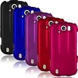 HTC MyTouch 4G Slide - FIVE (5) Rubberized Hard Plastic Skin Case Covers (Black, Blue, Purple, Red, & Hot Pink) [AccessoryOne Brand]