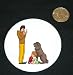 3" button / pin printed with man, protecting, body, individuals, individual, mammal, humans, stranger, person, dog, human, persons, people, child, pet, animal, canine