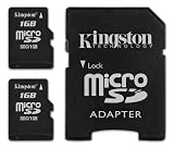 Kingston SDC/1GB-2P1A 1GB MicroSD Flash Card -Twin Pack One Adapter, 2 Piece (Black)