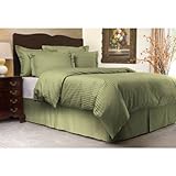 Sateen Stripe 300TC Duvet Cover Set, Twin, Sage