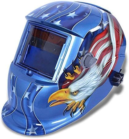 Solar Powered Auto Darkening Welders Welding Helmet Mask Head Shield Eagle Pattern Blue