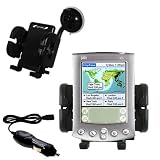 Gomadic for the PalmOne palm m500 - PalmOne m500 Flexible Auto Windshield Holder with Car Charger - Uses Gomadic TipExchange