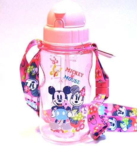 Authentic Mickey Mouse Tritan Water Bottle with 2 Straws Strap-Removable