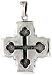 Sterling Silver Oxidized Metal Engraved Gothic Crucifix Pendant, 1 3/16 (30mm) tall