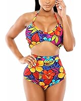 Summer Multicolor Halter Neck Bra Triangle Shorts Swimming Beach Two-Pieces