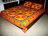 Hand, Block Printed, Multicolored Bedspread Set - Kantha Embroidery - 13