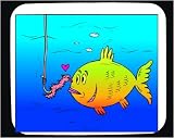 Mouse Pad with kiss, worm, fish, fishing, bait
