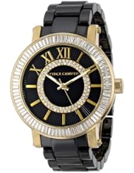 Vince Camuto Womens VC/5112BKGB Gold-Tone Black Ceramic Swarovski Elements Bracelet Watch
