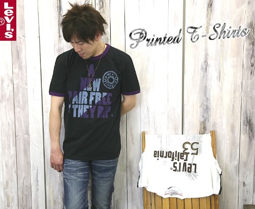 LEVI'S（リーバイス）染込みプリントリンガーネック半袖Ｔシャツ”A　NEW PAIR FREE IF THEY RIP”（82936）