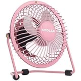 OPOLAR Mini USB Table Desk Personal Fan (USB Powered, Metal Design, Quiet Operation; 3.9 ft USB Cord, Handheld Size, Power Saving - Pink)