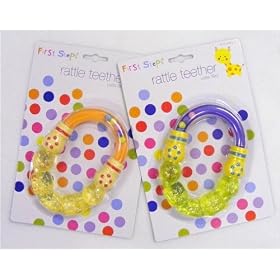 First Steps Oval Rattle Teether Orange