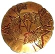 Gold and Red Glass Platter with Leaf Design 15.5"D