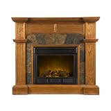 Fireplace decor:SEI Cartwright Convertible Electric Fireplace, Slate/ Mission Oak