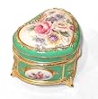 Jewelry Box, Heart Shape Victorian Floral Musical Box, Pastel Green