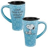 Snoopy "Curse These Early Morning Hours" -- Peanuts Ceramic Travel Mug