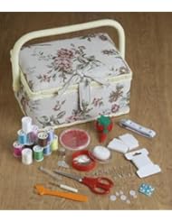 Home-X Tapestry Sewing Basket with Accessories