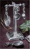 Tin Woodsman Pewter Measuring Spoon Set (Vineyard) with Pewter Display Post, Solid Pewter, Featured on Paula Deen