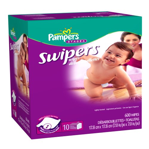 Pampers Swipers Baby Wipes Refills, Ten - 60 Count Packages, 600 Total Wipes