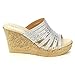 Nature Breeze Warrant-01 Women's Rhinestone Glitter Slingback Wedge Sandals