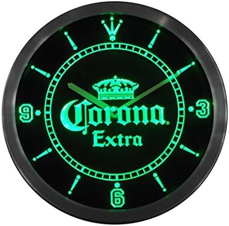 Everything's Perfecto LED Green Wall Clock Corona Extra Crown #1 Beer Bar Pub Cafe Restaurant Sign by WorldLEDHouse