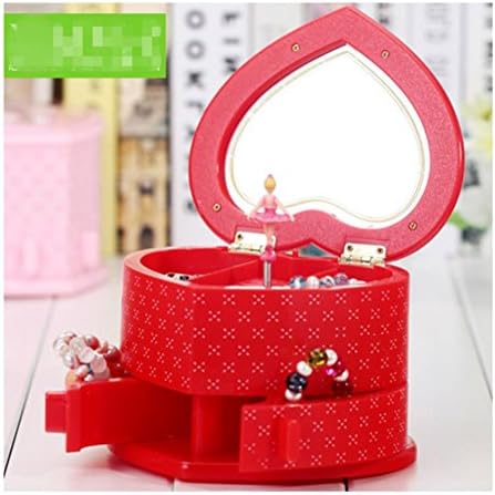 Music Jewelry Box with Pullout Drawer, Jewel Storage Case (red)