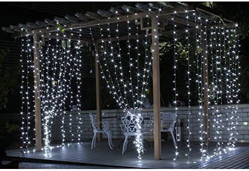 3m * 3m 300 LED Waterproof Decorative Fairy Icicle String Lights for Bedroom Wedding Party Birthday Garden Christmas Holiday Home Indoor Outdoor Club Stage Use on Wall Tree Roof Window Curtain (White)