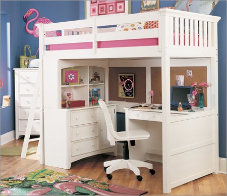 Lea Industries 343 Series LBS Getaway Loft Bed with Desk, Dresser and Hutch