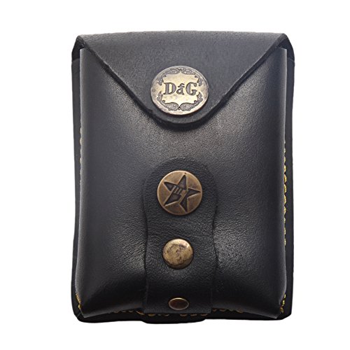 CyberDyer Genuine Leather Magnet Ammo Pouch For Slingshot Stainless Steel Bag Case (Black)