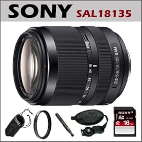 Sony 18-135mm F3.5-5.6 SAM A-Mount Lens + Sony 16GB Class 10 SD Memory Card + Lens Pen Cleaning Tool + Accessory Kit