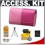 Sony CyberShot LCS-TWF Pink Leather Carrying Case + Accessory Kit for DSC-H70, DSC-T99, DSC-TX9, DSC-TX10, DSC-W560, DSC-W570, DSC-WX5, DSC-WX9, DSC-WX10 Digital Cameras