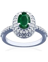 14K White Gold Oval Cut Emerald Ring With Sidestones (GIA Certificate)