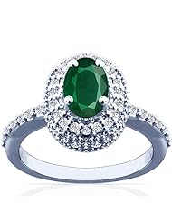 Platinum Oval Cut Emerald Ring With Sidestones (GIA Certificate)
