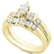7/8ctw Marquise Diamond Wedding Ring Set in 14k Yellow Gold (HI/I1-I2)