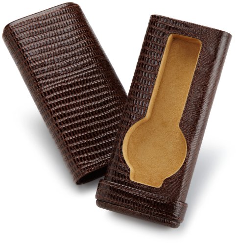 Intica Single Watch Brown Lizard Leather Cigar Style Travel Case